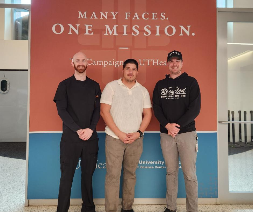 From left to right: Fisher, Martinez, and Jones have formed the Veterans in Medicine Student Association (VMSA) at UTHealth Houston.